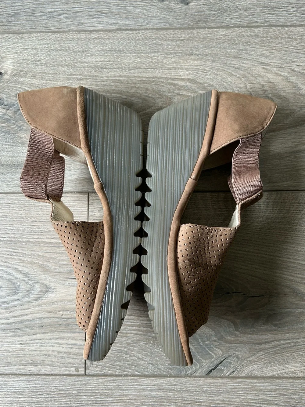 Fly London Perforated Leather Open Toe  Platform Wedge Sandals Size 41